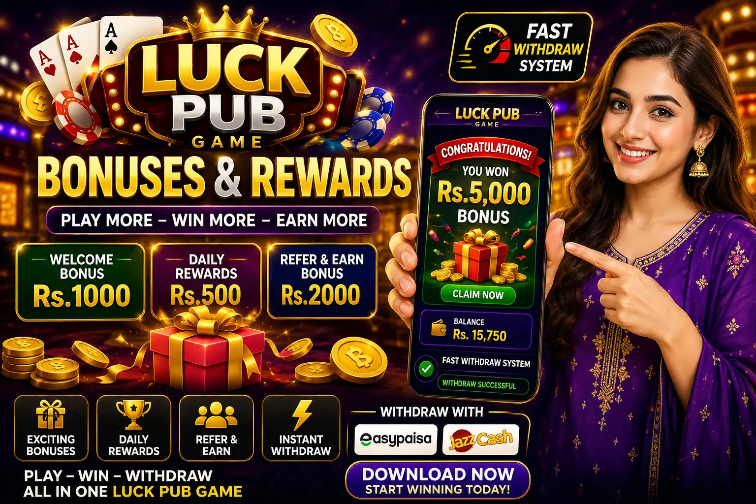 luck pub Game in Pakistani payment options for real money earning
